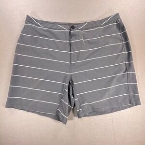 Myles Apparel Everyday Shorts Mens XXL Gray White Stripe 7 Inch Inseam Stretch